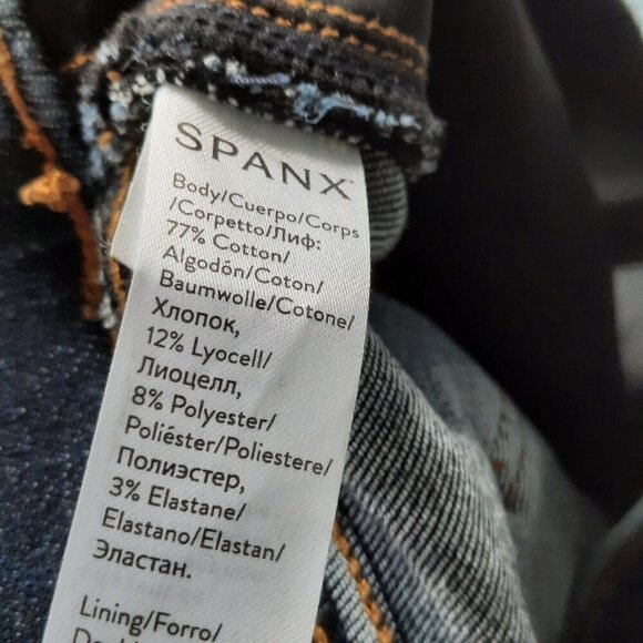 Spanx Pull On Skinny Jeans Womens XL Blue High Rise Ankle Distressed Raw Hem - Picture 10 of 14